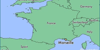 显示在法国马赛地图