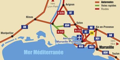 地图马赛的高速公路